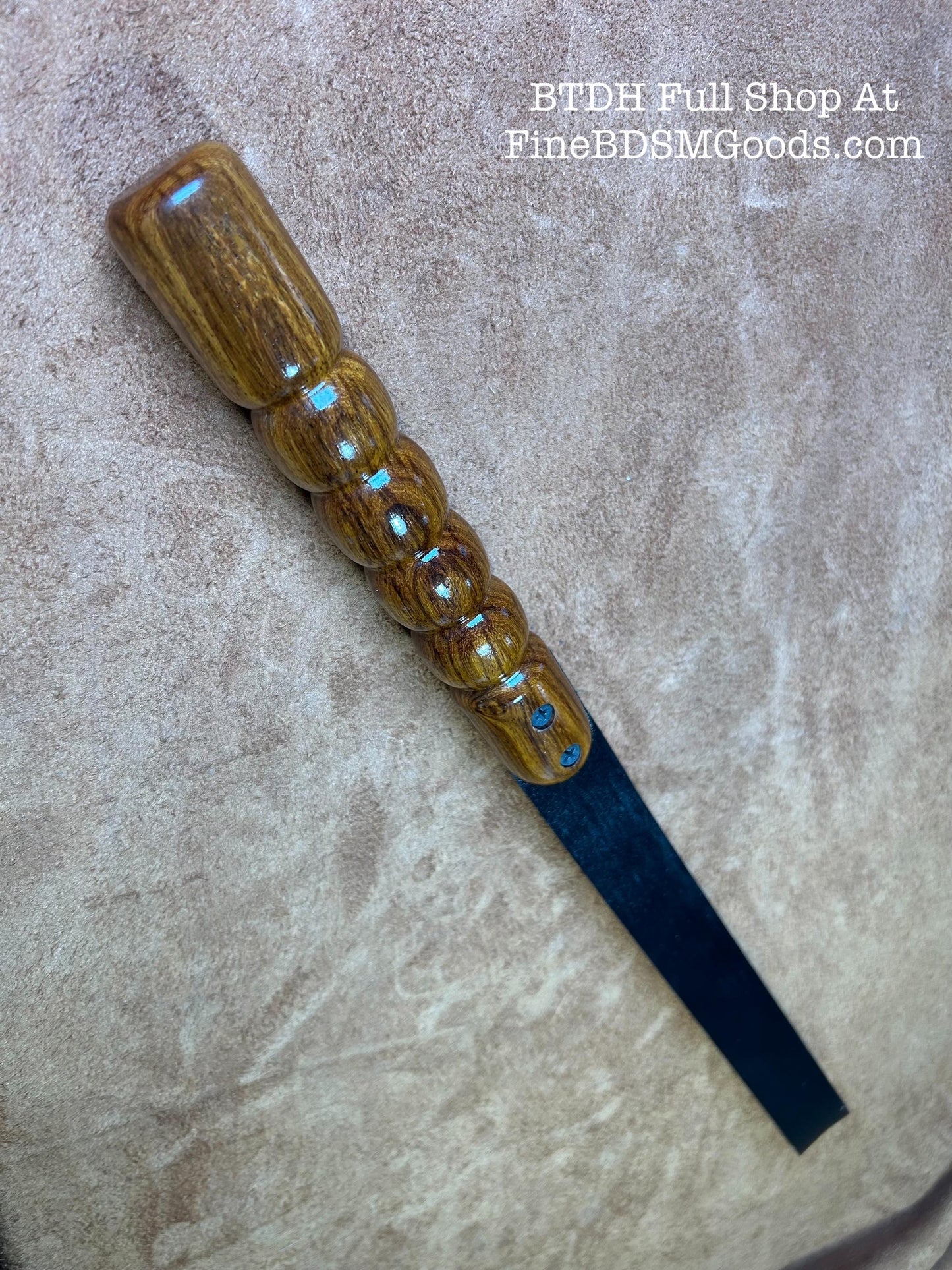 Disciplinarian Spanking Belt With Turned Wood Handle 20 Inches