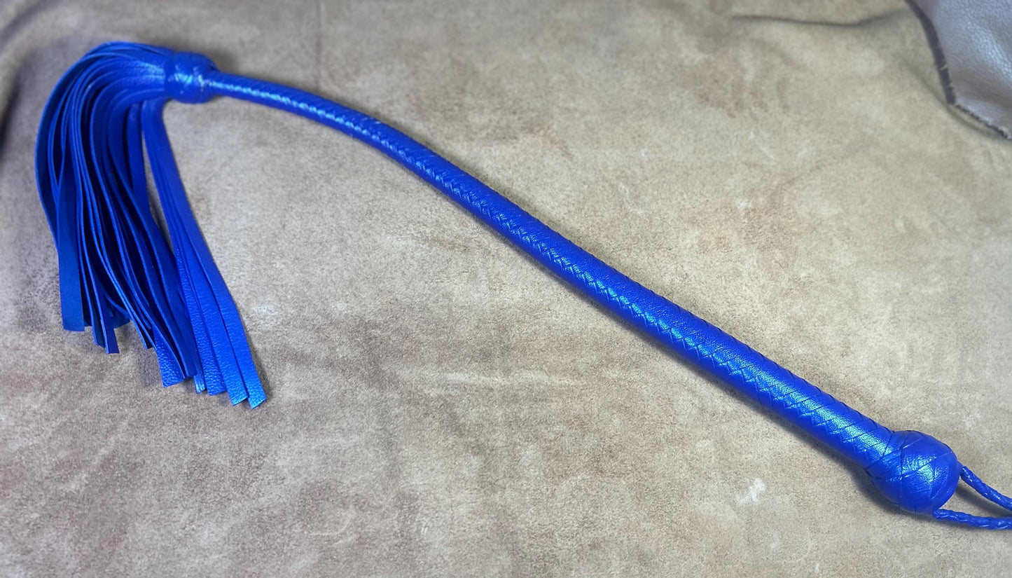 Lollipop Flogger - Long Handle Cyrus Purple - Lush Rich Color Leather - 34 Inches