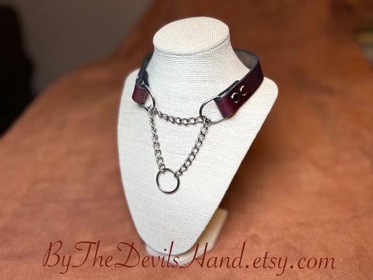 Chain And Leather Collar and Leash - Available in a full range of colors and leather options