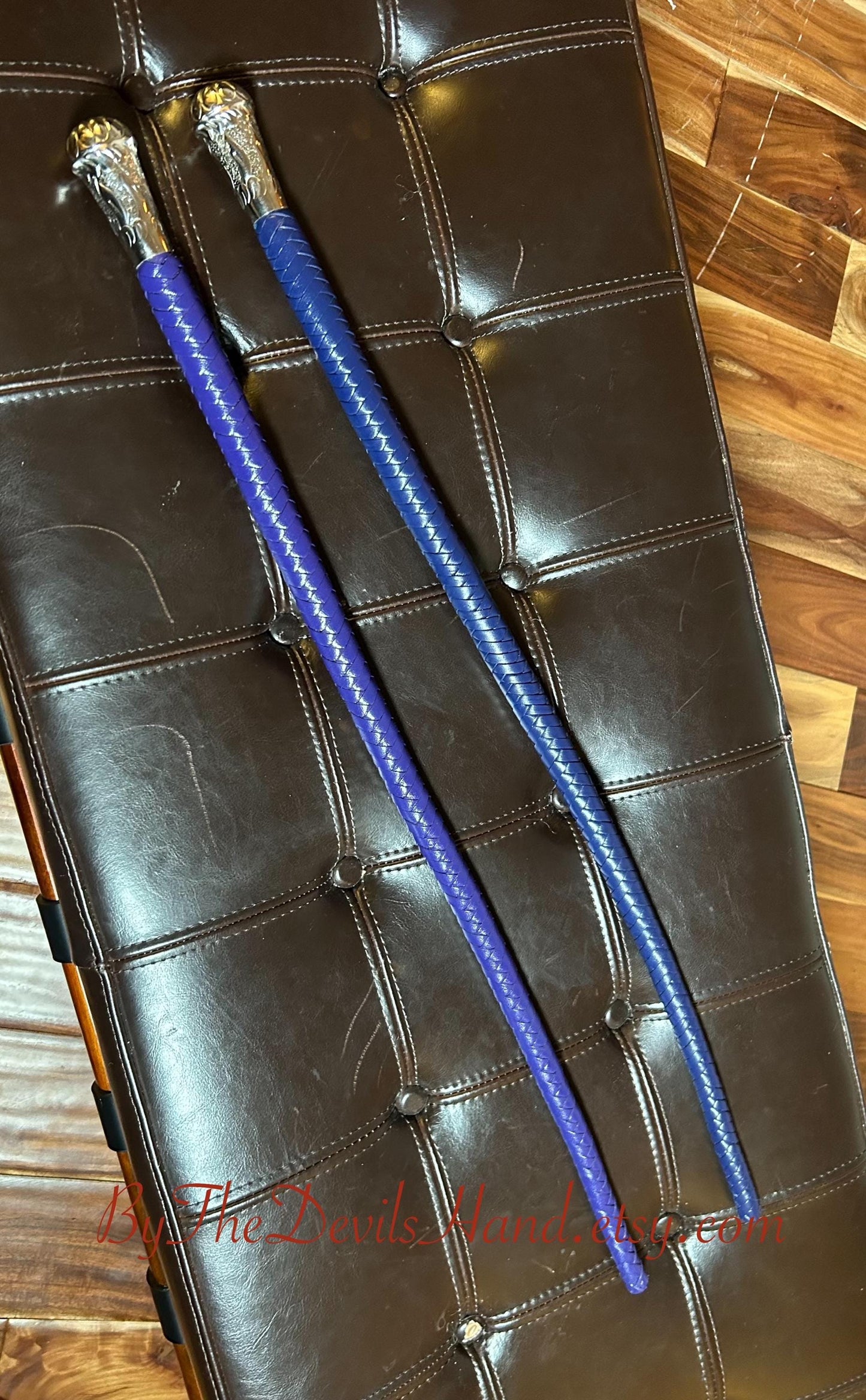 Volchatka Whip - Midnight Blue - A Braided Leather Cross Between A Whip And A Baton - Lush Rich Color Leather