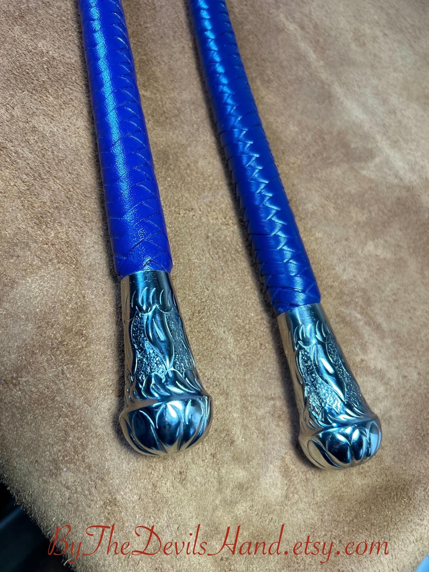 Volchatka Whip - Cyrus Purple - A Braided Leather Cross Between A Whip And A Baton - Lush Rich Color Leather