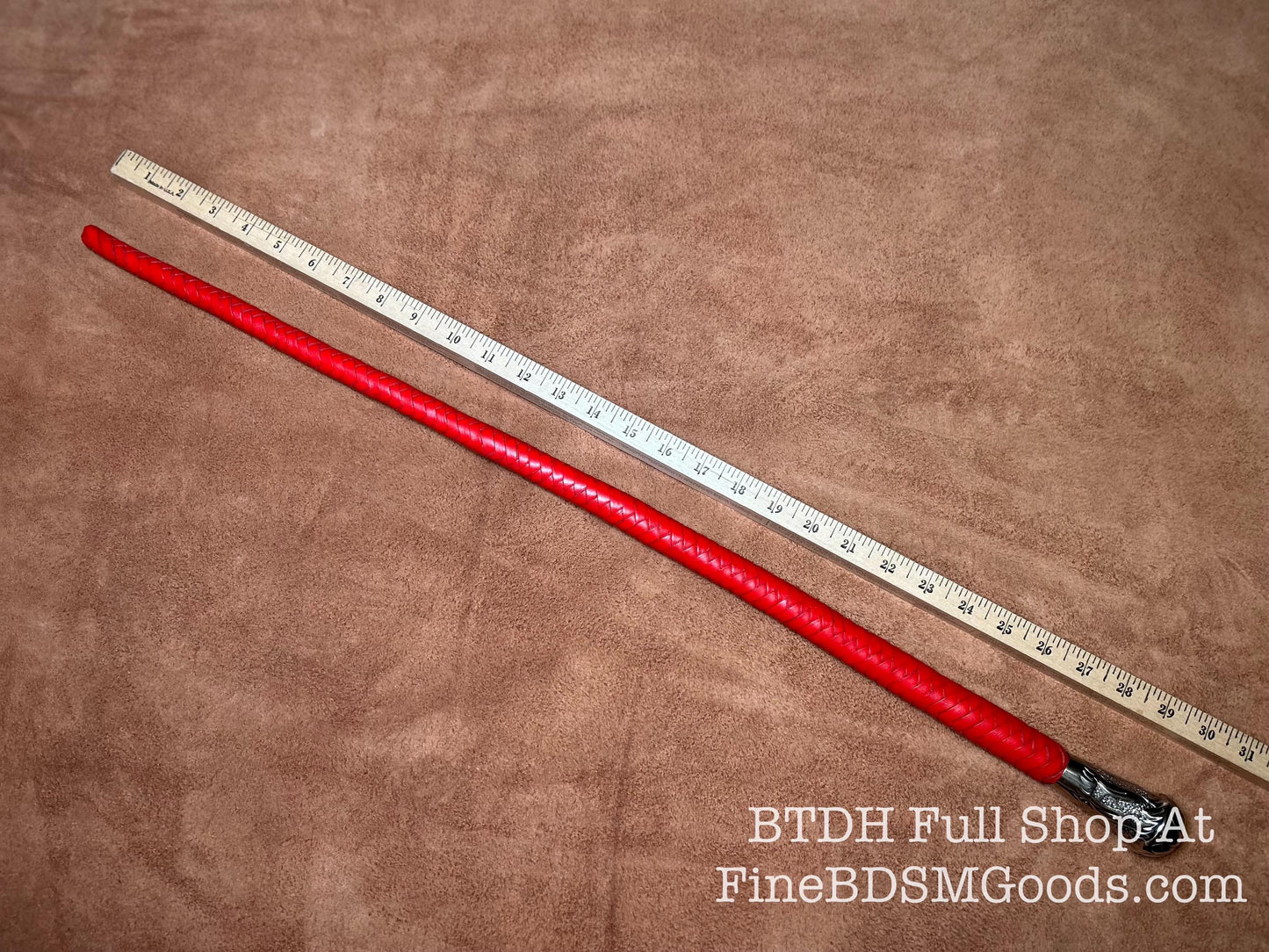 Volchatka Whip - Fire Red - A Braided Leather Cross Between A Whip And A Baton - Lush Rich Color Leather