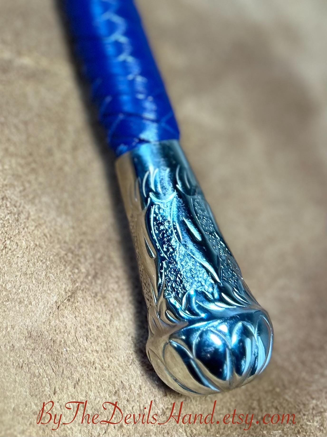 Volchatka Whip - Midnight Blue - A Braided Leather Cross Between A Whip And A Baton - Lush Rich Color Leather