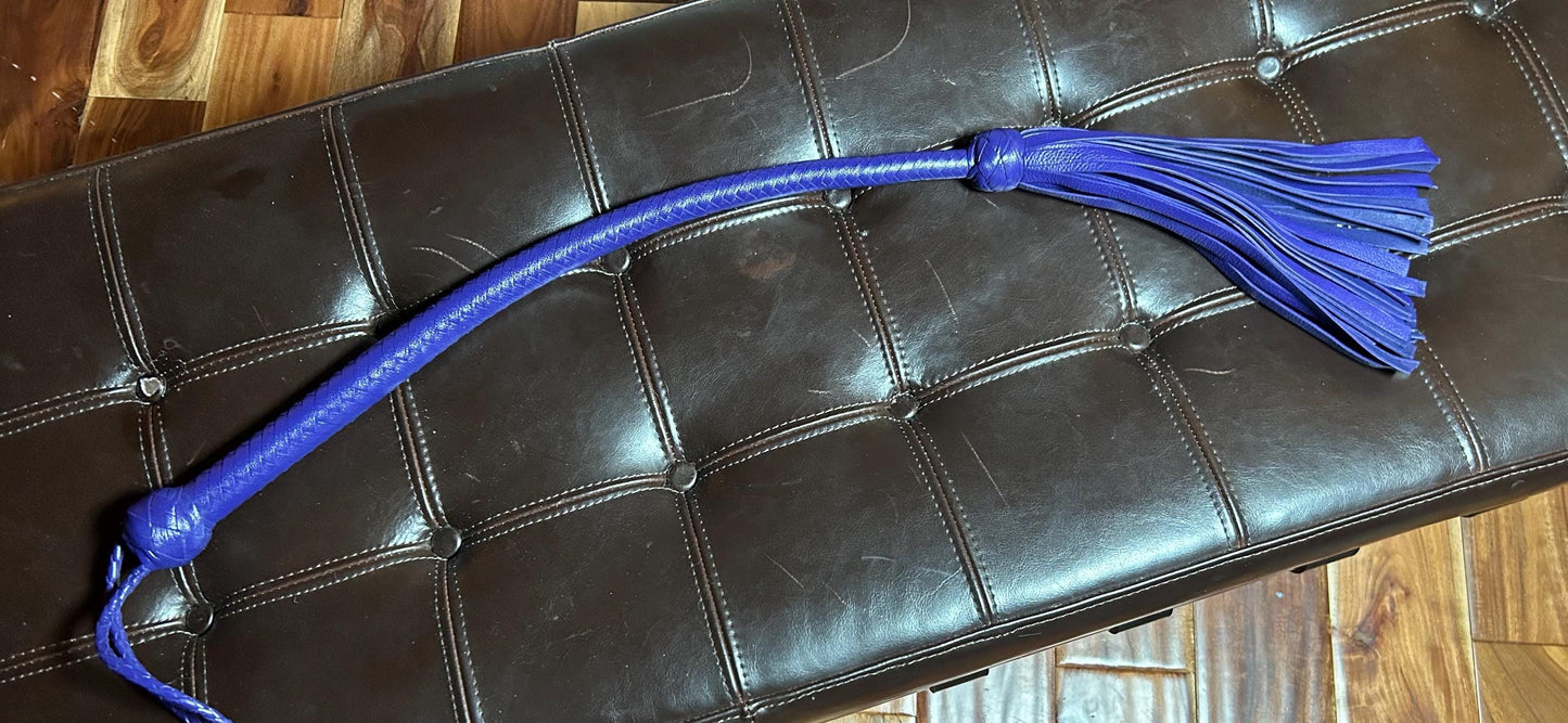 Lollipop Flogger - Long Handle Cyrus Purple - Lush Rich Color Leather - 34 Inches