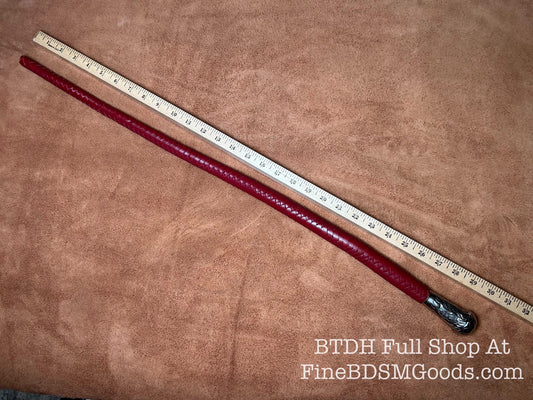 Volchatka Whip - Aztec Red - A Braided Leather Cross Between A Whip And A Baton - Lush Rich Color Leather