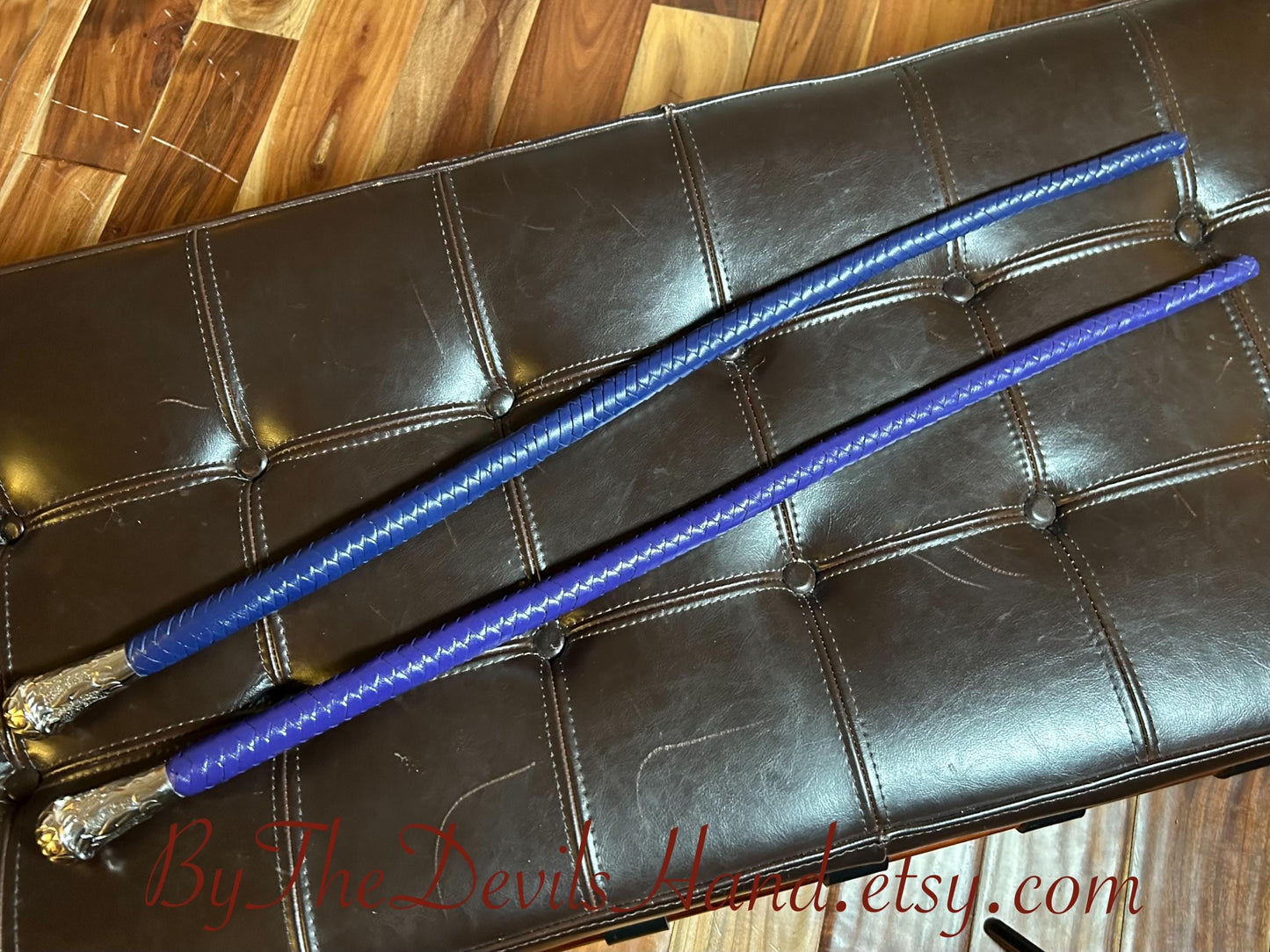 Volchatka Whip - Midnight Blue - A Braided Leather Cross Between A Whip And A Baton - Lush Rich Color Leather