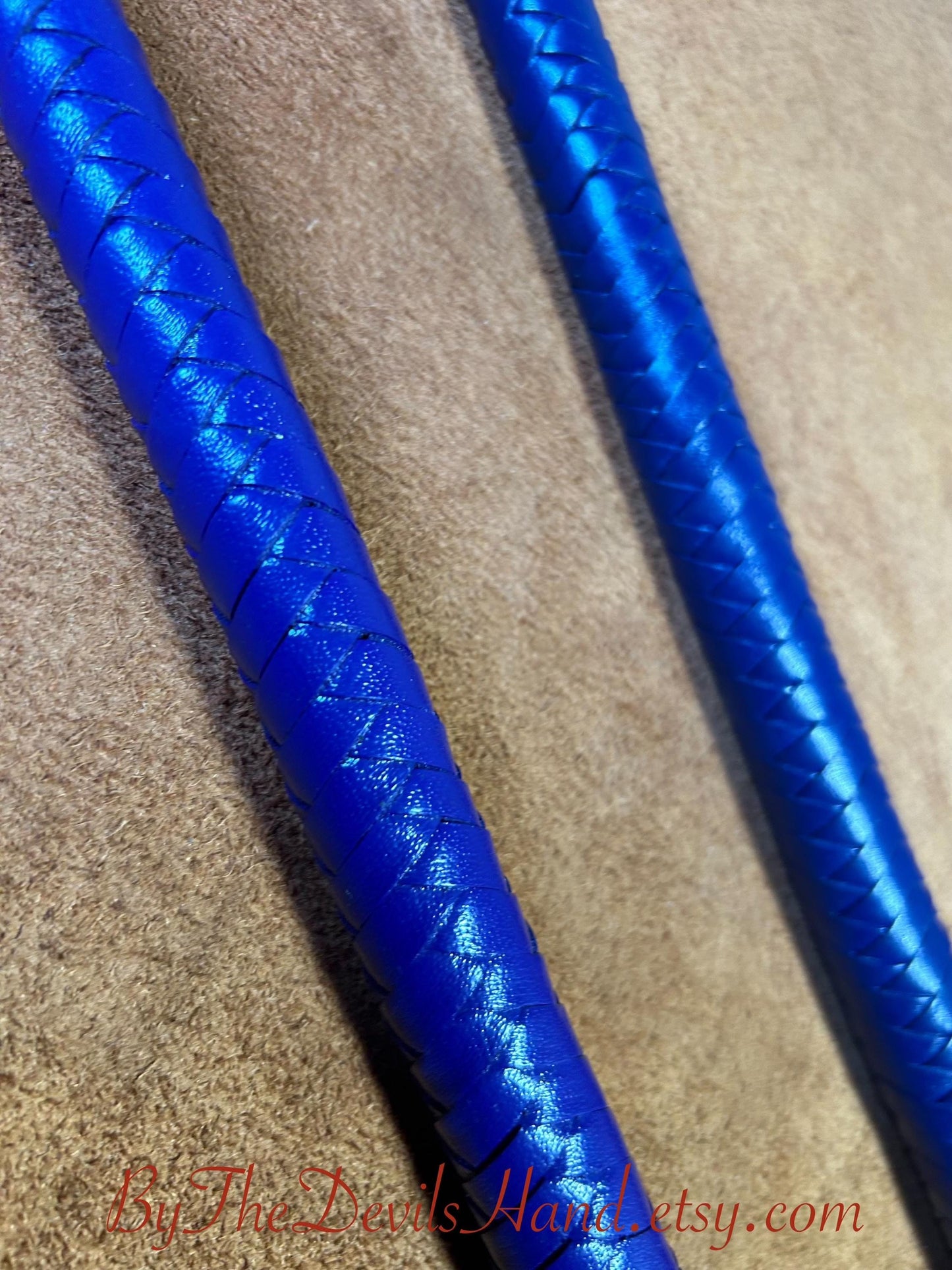 Volchatka Whip - Cyrus Purple - A Braided Leather Cross Between A Whip And A Baton - Lush Rich Color Leather