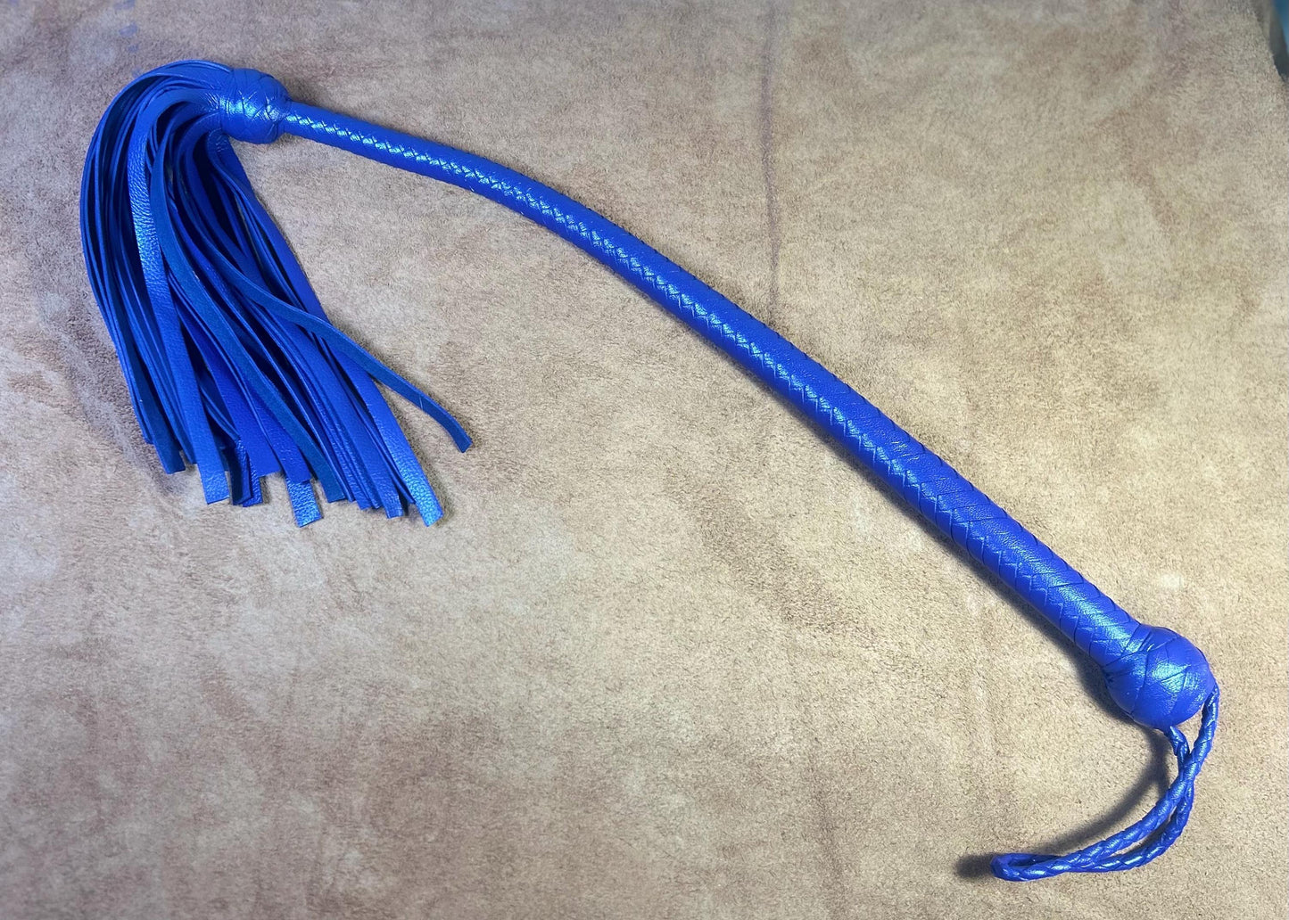 Lollipop Flogger - Long Handle Cyrus Purple - Lush Rich Color Leather - 34 Inches