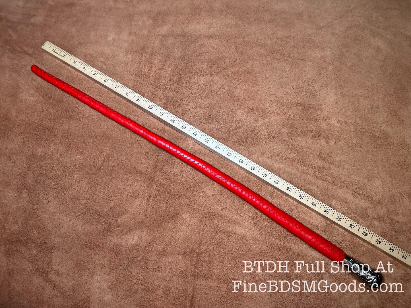 Volchatka Whip - Fire Red - A Braided Leather Cross Between A Whip And A Baton - Lush Rich Color Leather