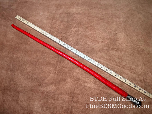 Volchatka Whip - Fire Red - A Braided Leather Cross Between A Whip And A Baton - Lush Rich Color Leather