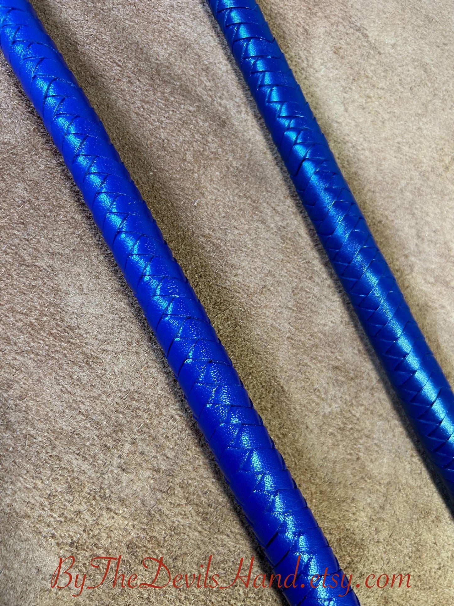Volchatka Whip - Midnight Blue - A Braided Leather Cross Between A Whip And A Baton - Lush Rich Color Leather