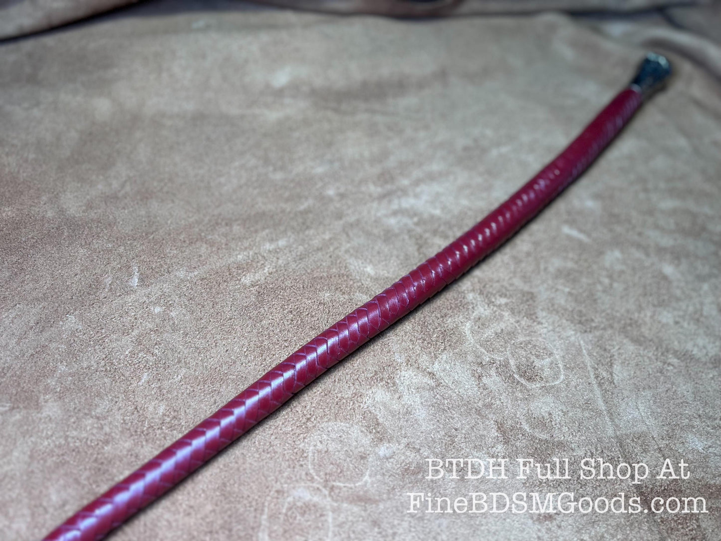 Volchatka Whip - Aztec Red - A Braided Leather Cross Between A Whip And A Baton - Lush Rich Color Leather