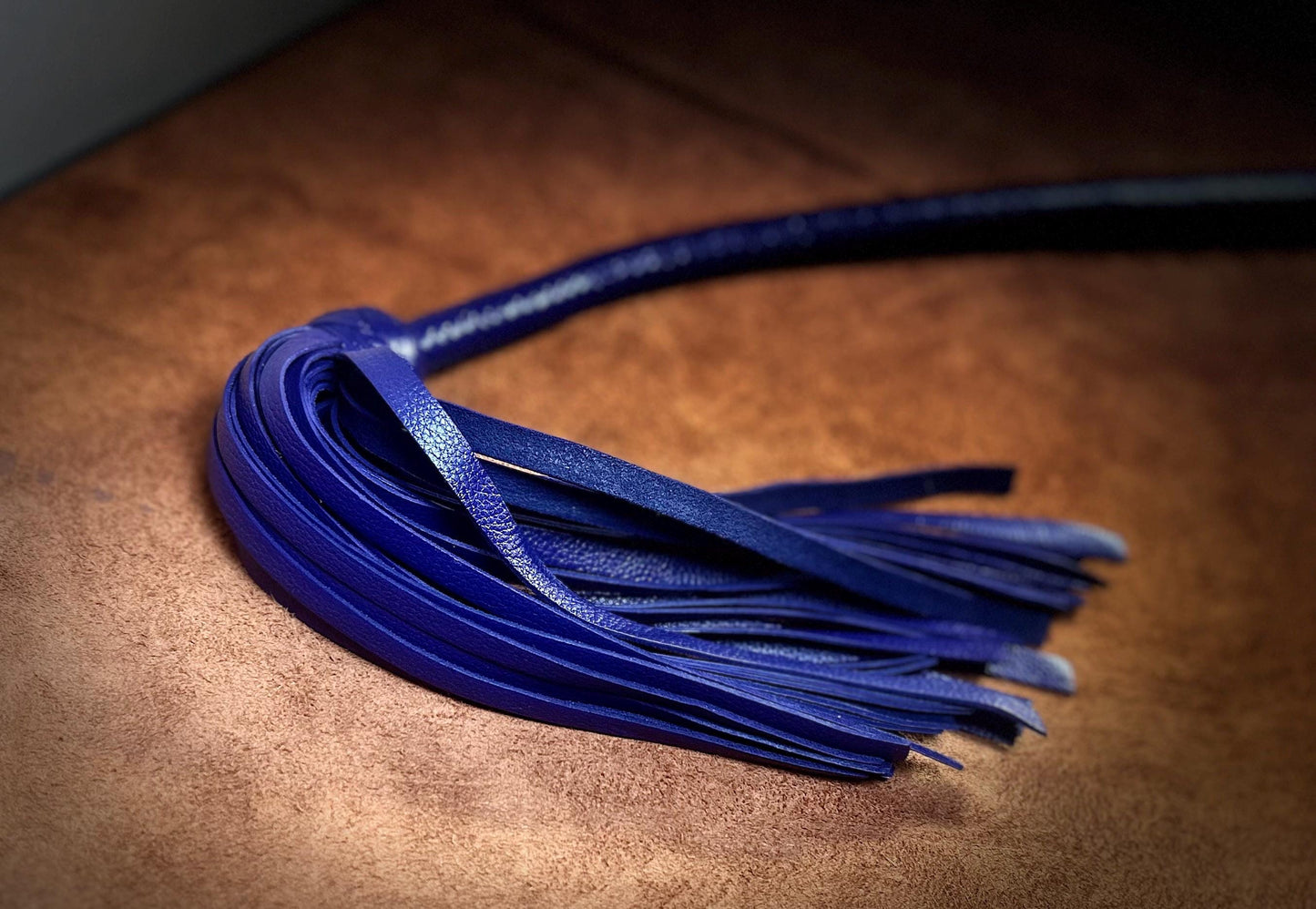 Lollipop Flogger - Long Handle Cyrus Purple - Lush Rich Color Leather - 34 Inches