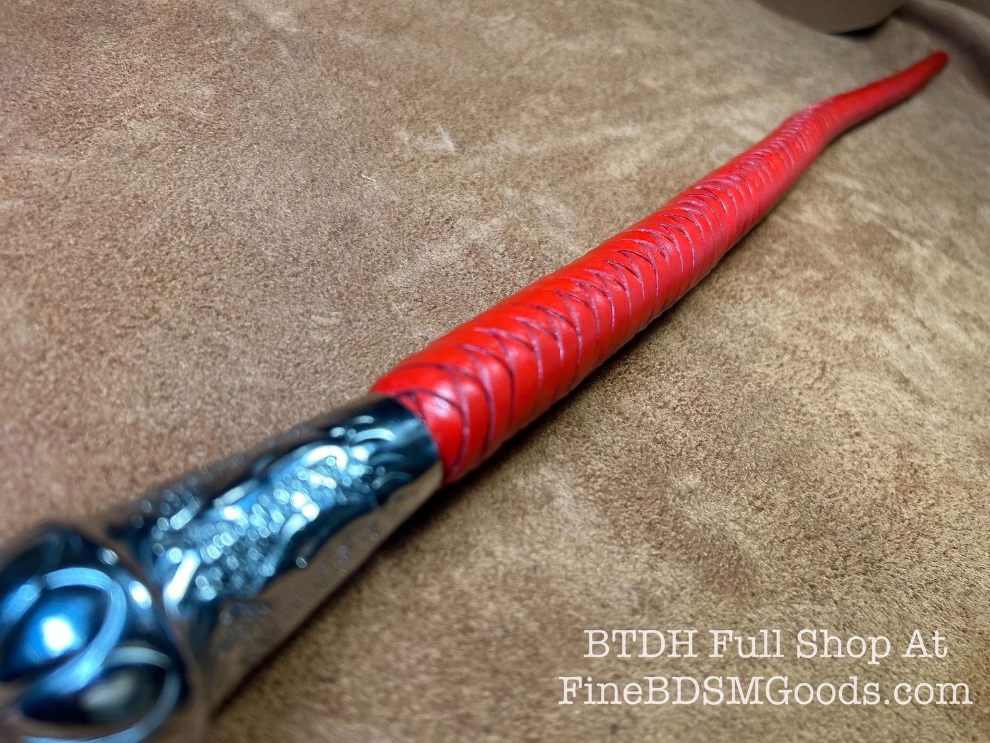 Volchatka Whip - Fire Red - A Braided Leather Cross Between A Whip And A Baton - Lush Rich Color Leather