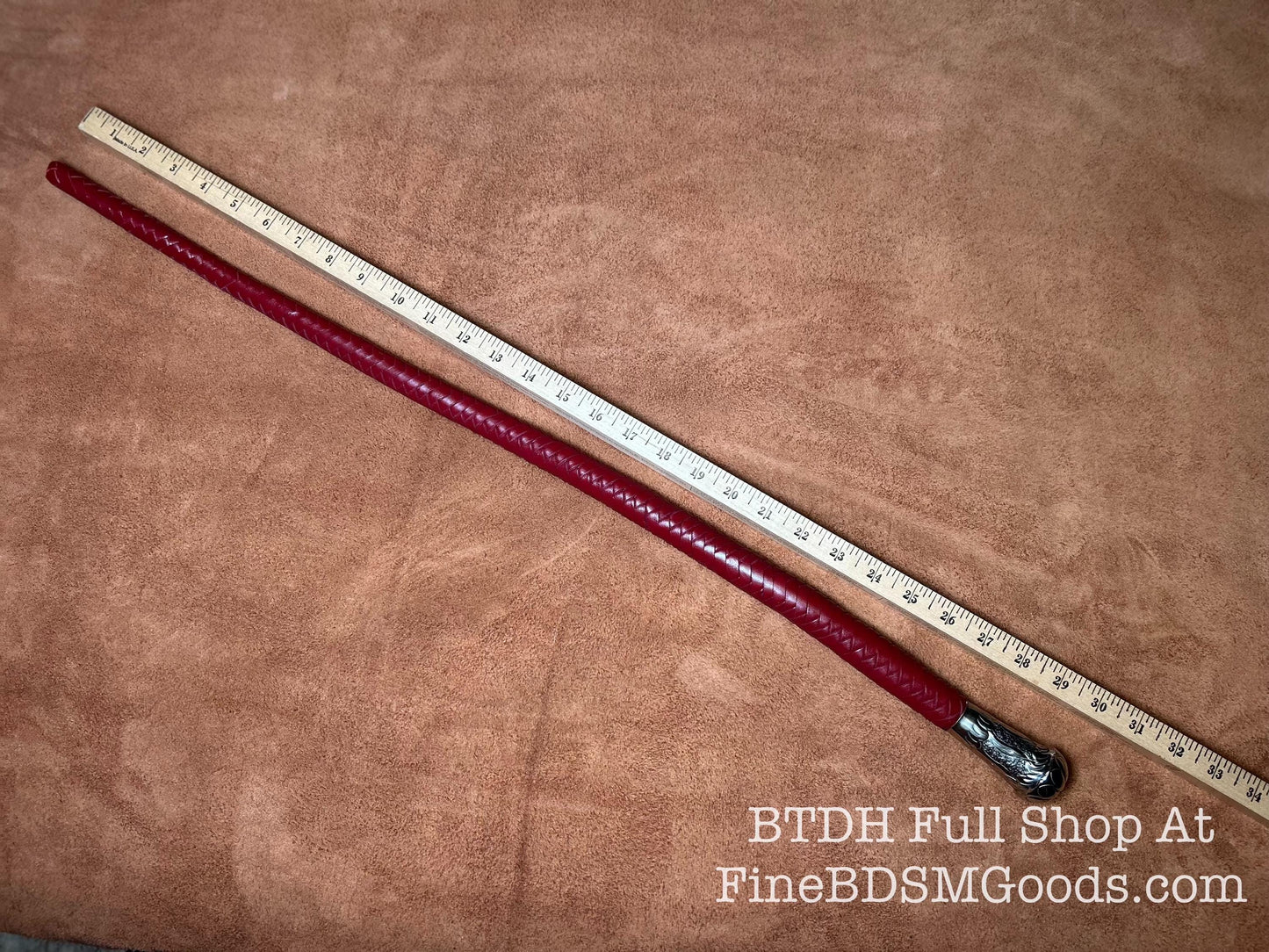 Volchatka Whip - Aztec Red - A Braided Leather Cross Between A Whip And A Baton - Lush Rich Color Leather