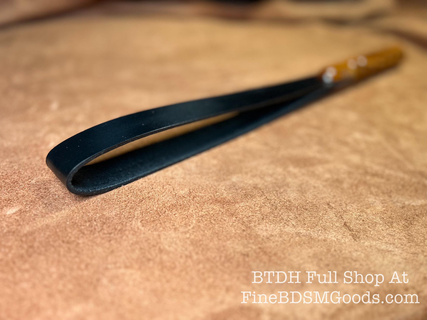 Disciplinarian Spanking Belt With Turned Wood Handle 20 Inches