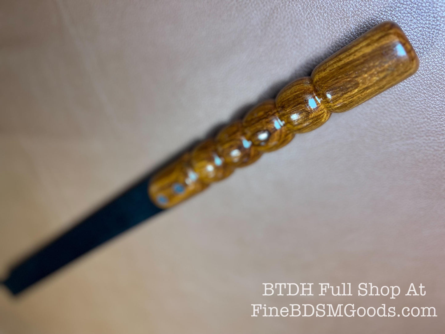 Disciplinarian Spanking Belt With Turned Wood Handle 20 Inches