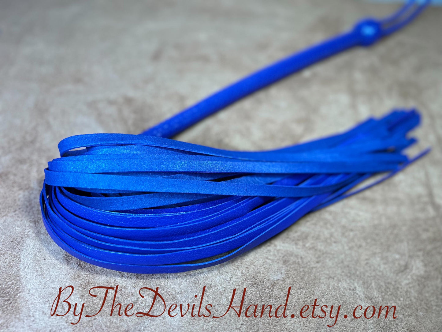 The Opus Flogger  Long Handle  Long Falls  Cyrus Purple  Lush Rich Color Leather  34 Inches