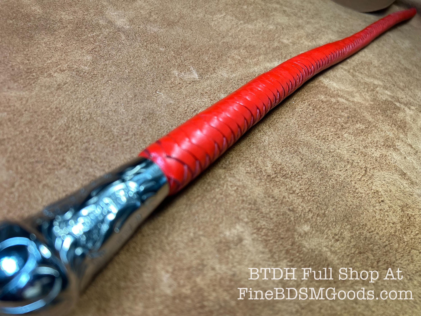 Volchatka Whip - Fire Red - A Braided Leather Cross Between A Whip And A Baton - Lush Rich Color Leather