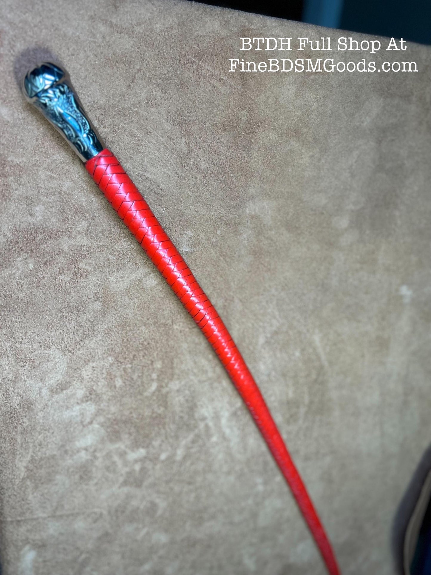 Volchatka Whip - Fire Red - A Braided Leather Cross Between A Whip And A Baton - Lush Rich Color Leather