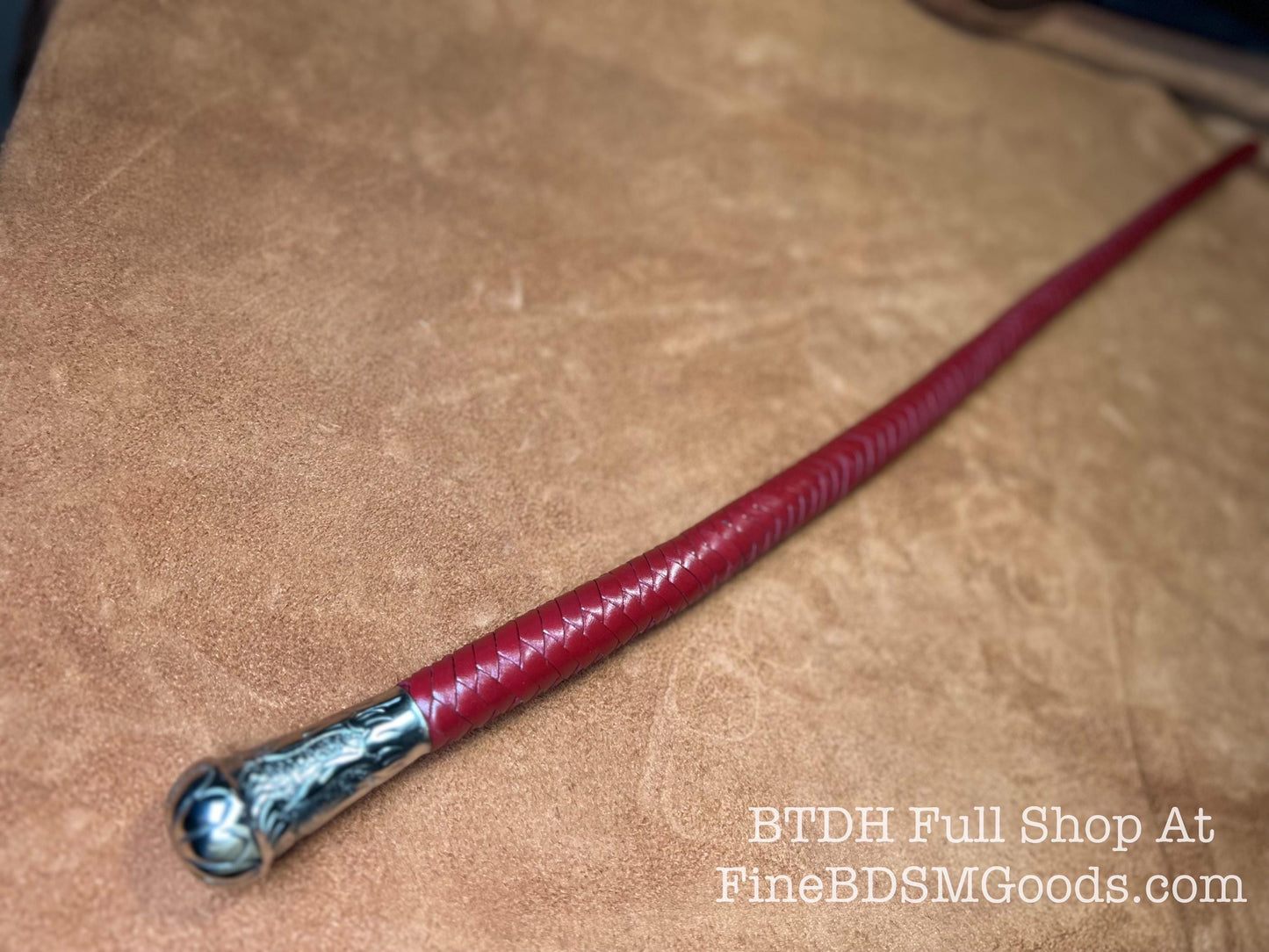 Volchatka Whip - Aztec Red - A Braided Leather Cross Between A Whip And A Baton - Lush Rich Color Leather