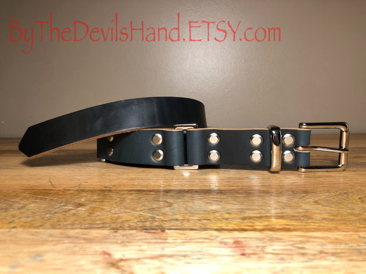 Hobble Belt Made of Horween Chromexcel Leather - Bondage Belt - Available In Navy, Black Or Ox Blood Red