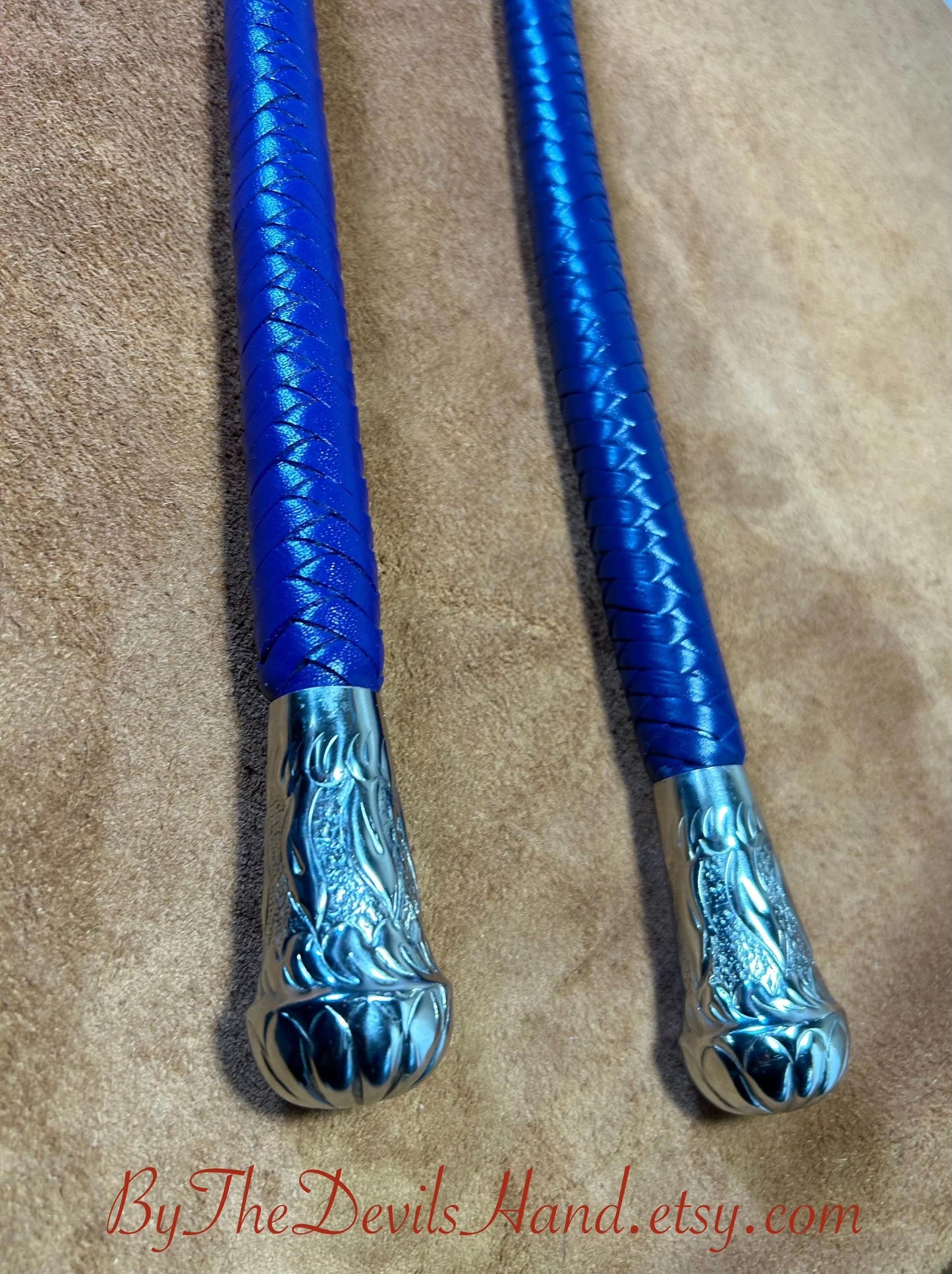 Volchatka Whip - Cyrus Purple - A Braided Leather Cross Between A Whip And A Baton - Lush Rich Color Leather