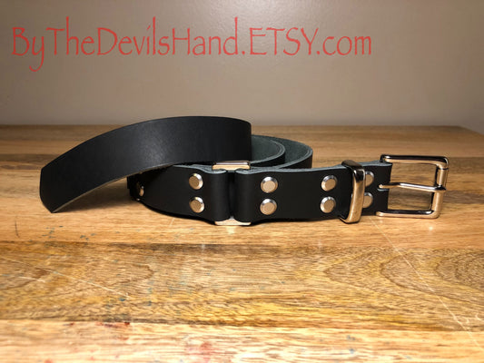Hobble Belt Made of Black Essex Super Soft Leather - Bondage Belt