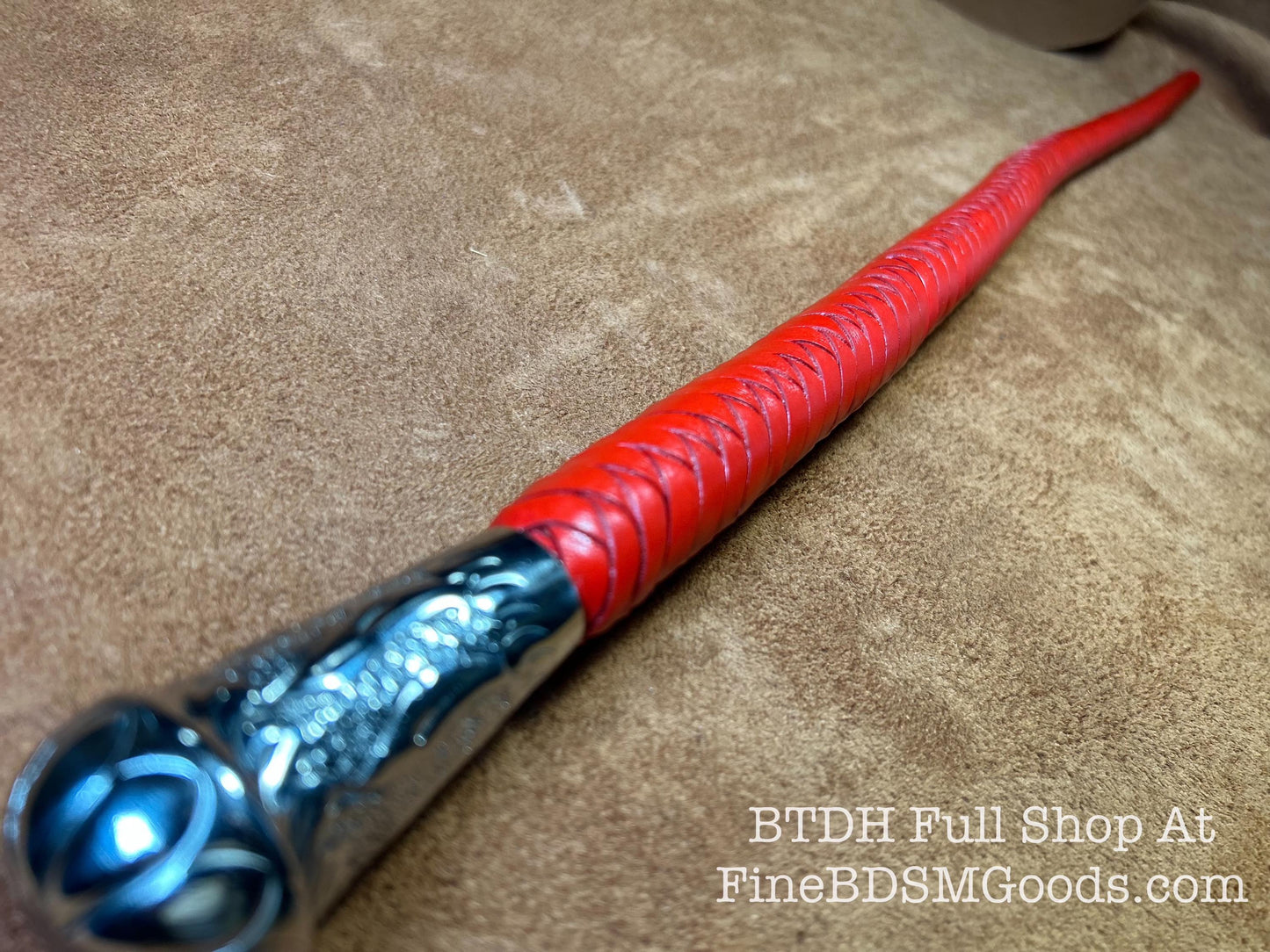 Volchatka Whip - Fire Red - A Braided Leather Cross Between A Whip And A Baton - Lush Rich Color Leather