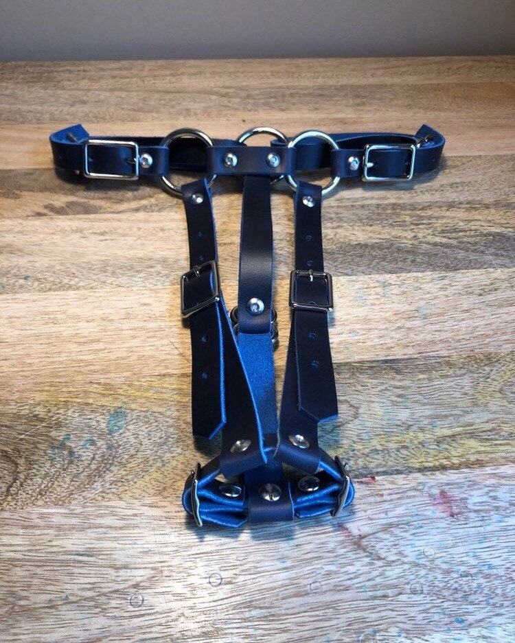 Hitachi Wand Harness Made Of Prime Horween Cavalier Leather - London Bus Red, Plum Purple, Ink Pen Blue, Sunflower Gold - Works With Most Massager Brands