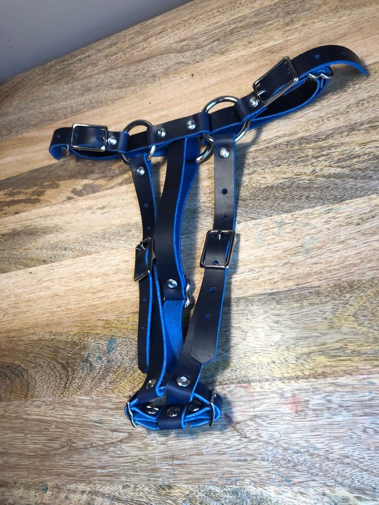 Hitachi Wand Harness Made Of Prime Horween Cavalier Leather - London Bus Red, Plum Purple, Ink Pen Blue, Sunflower Gold - Works With Most Massager Brands