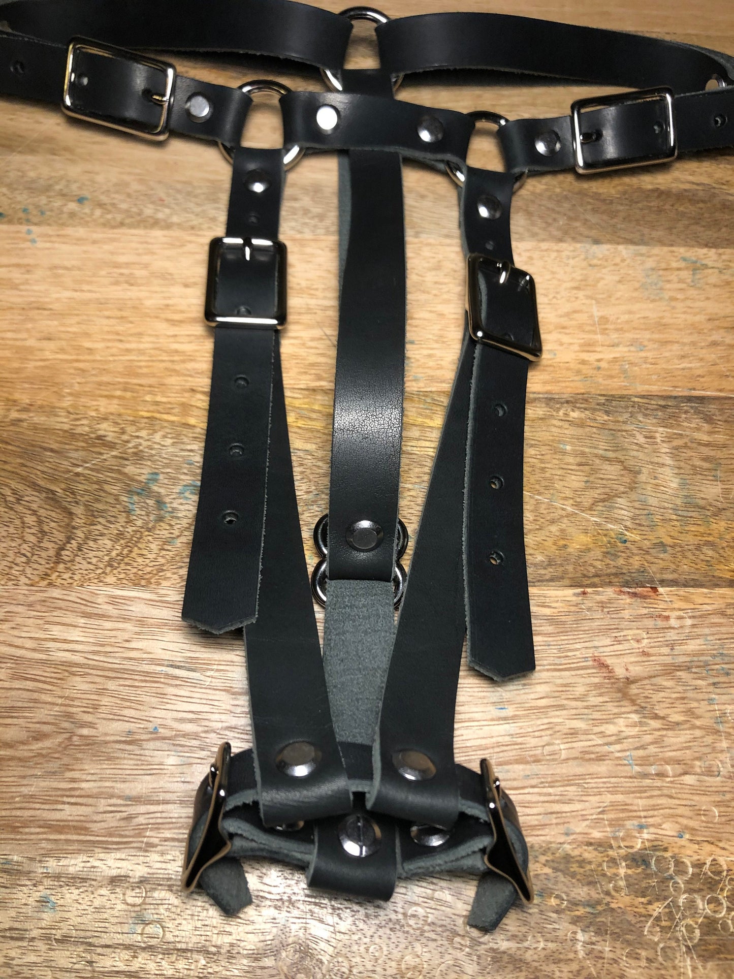 Hitachi Wand Harness Made Of Black Horween "Essex" Soft Leather - Works With Most Massager Brands