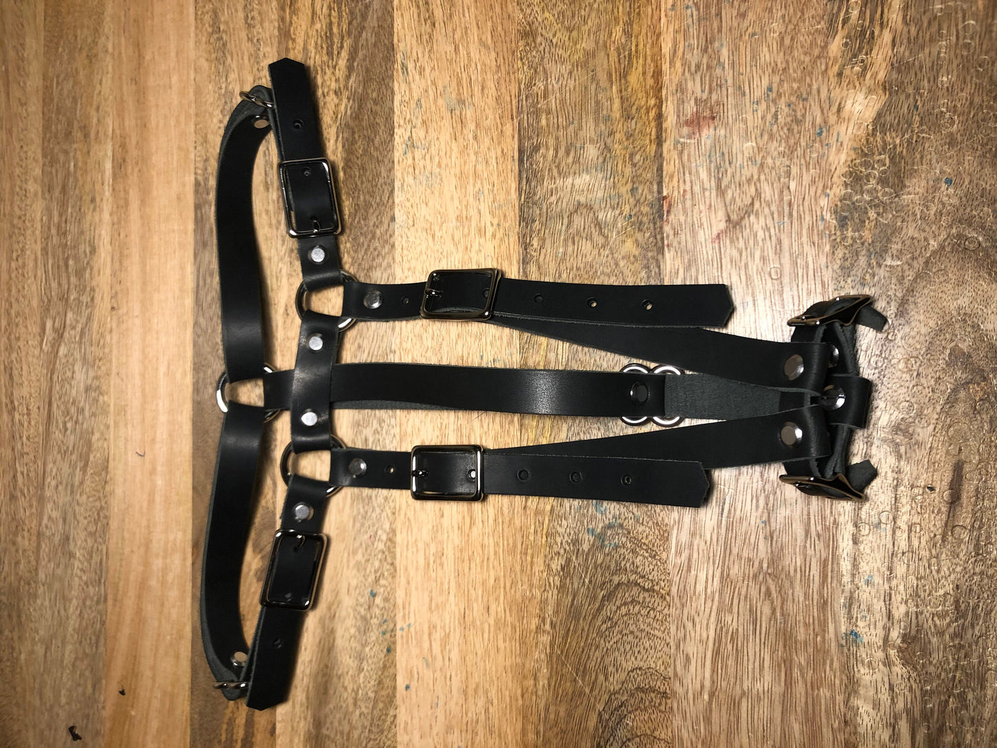 Hitachi Wand Harness Made Of Black Horween "Essex" Soft Leather - Works With Most Massager Brands