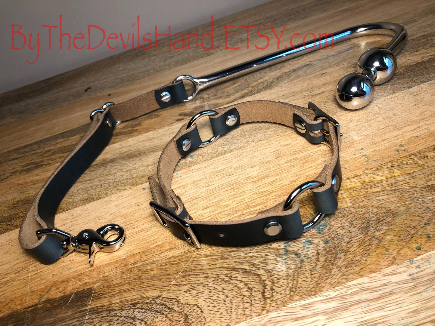 Ass Hook Two Ball End Crafted from Horween Chromexcel Leather – Available in Black, Navy and Ox Blood