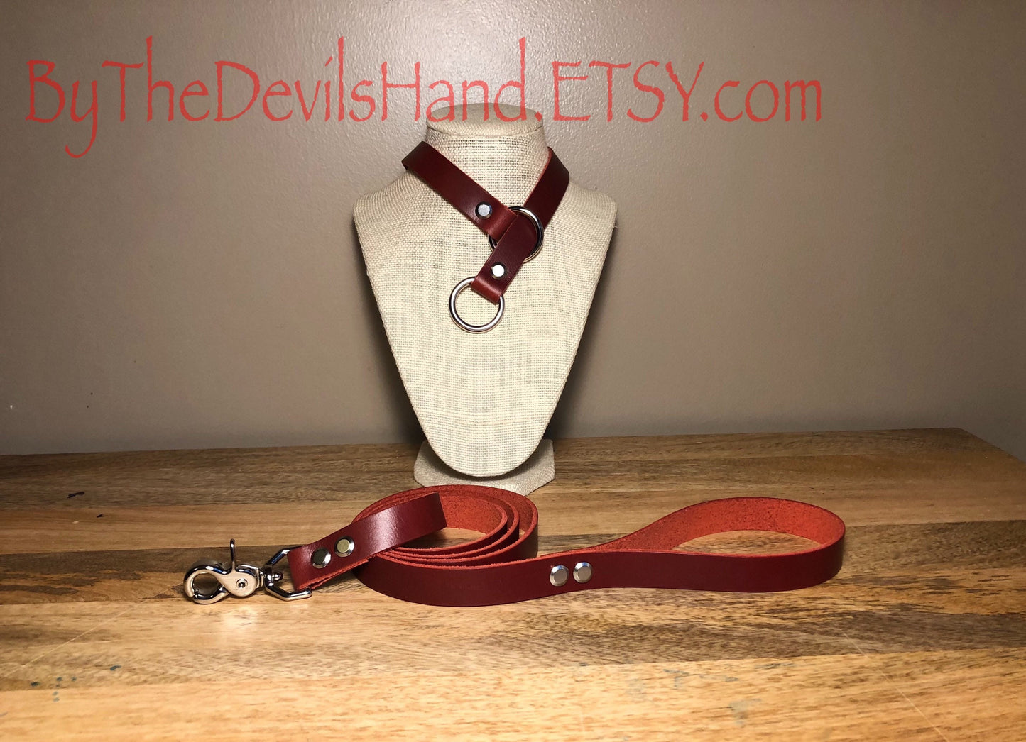 One Piece Leather Choke Collar, Available With Matching Leash - Available in a full range of colors and leather options