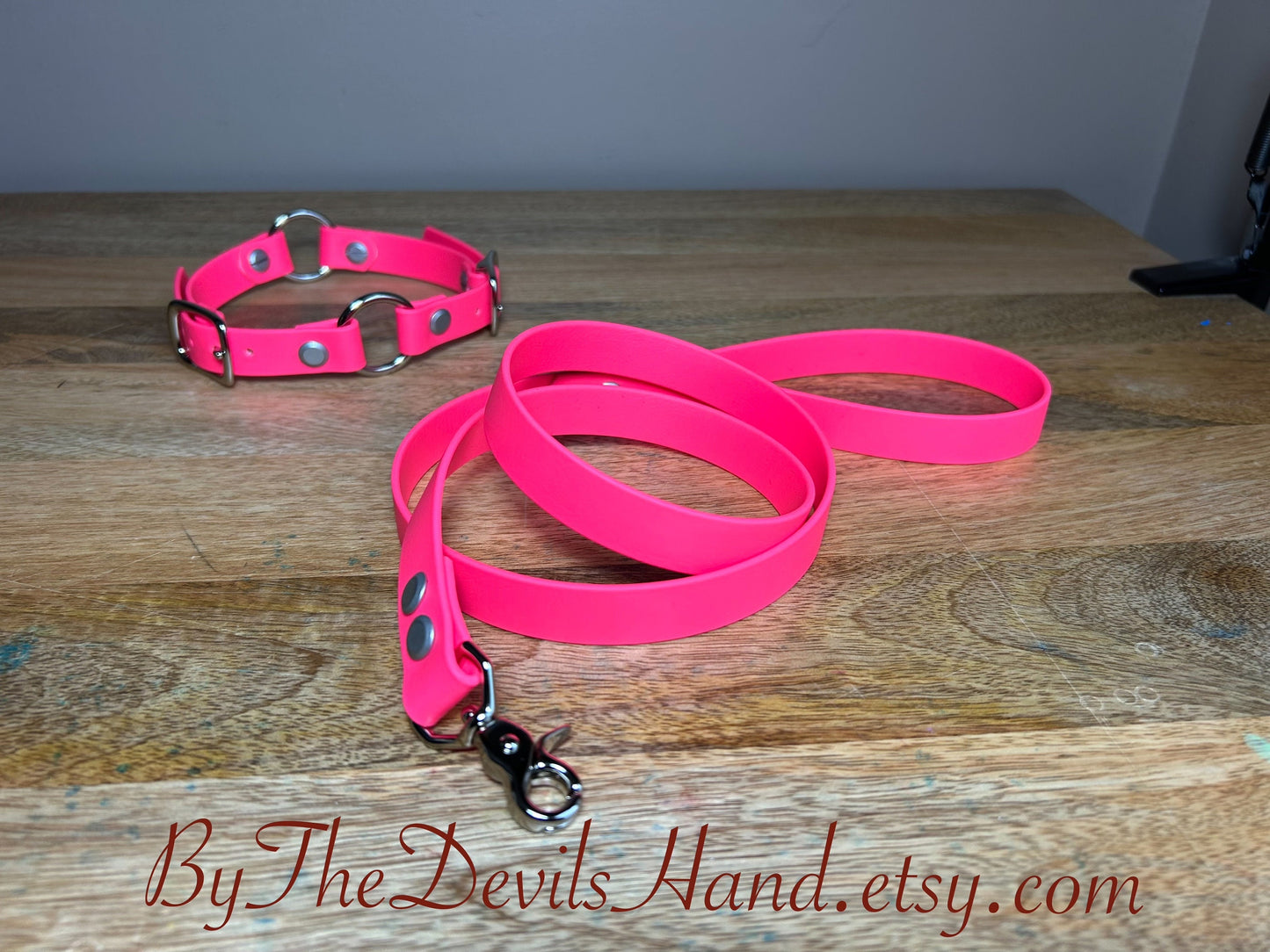 Dual O Ring Collar and Leash - Available in a full range of colors and leather options