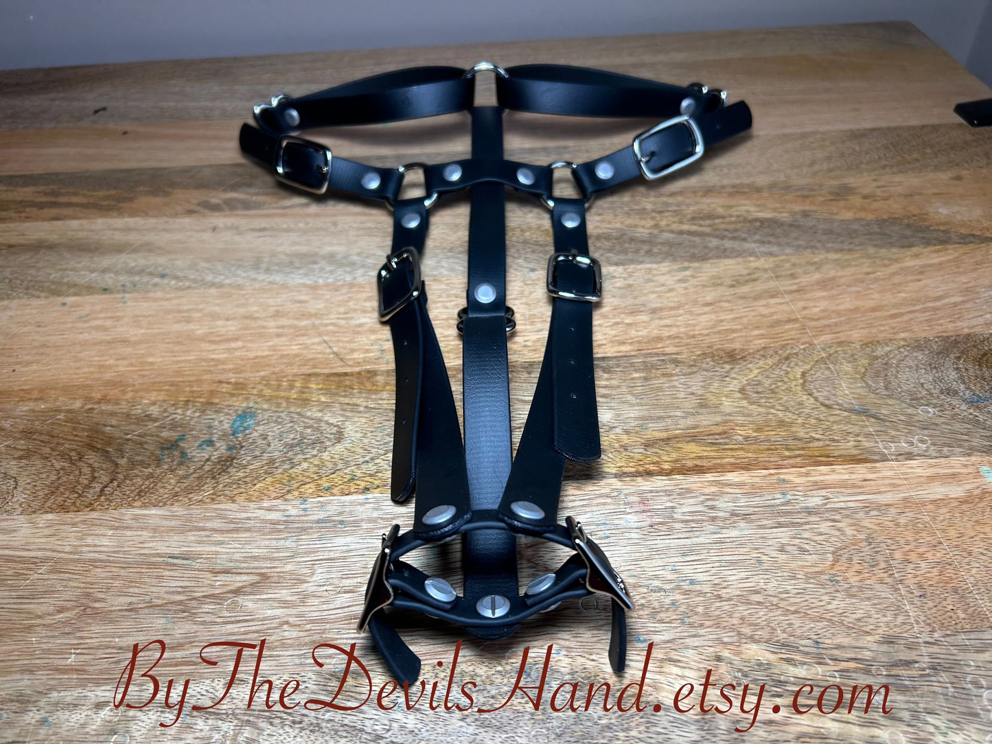 Hitachi Wand Harness Made Of Waterproof Vegan Equestrian Strap - Bright Pink, Classic Black, Cloud Blue, Lilac Purple, Merlot Wine - Works With Most Massager Brands