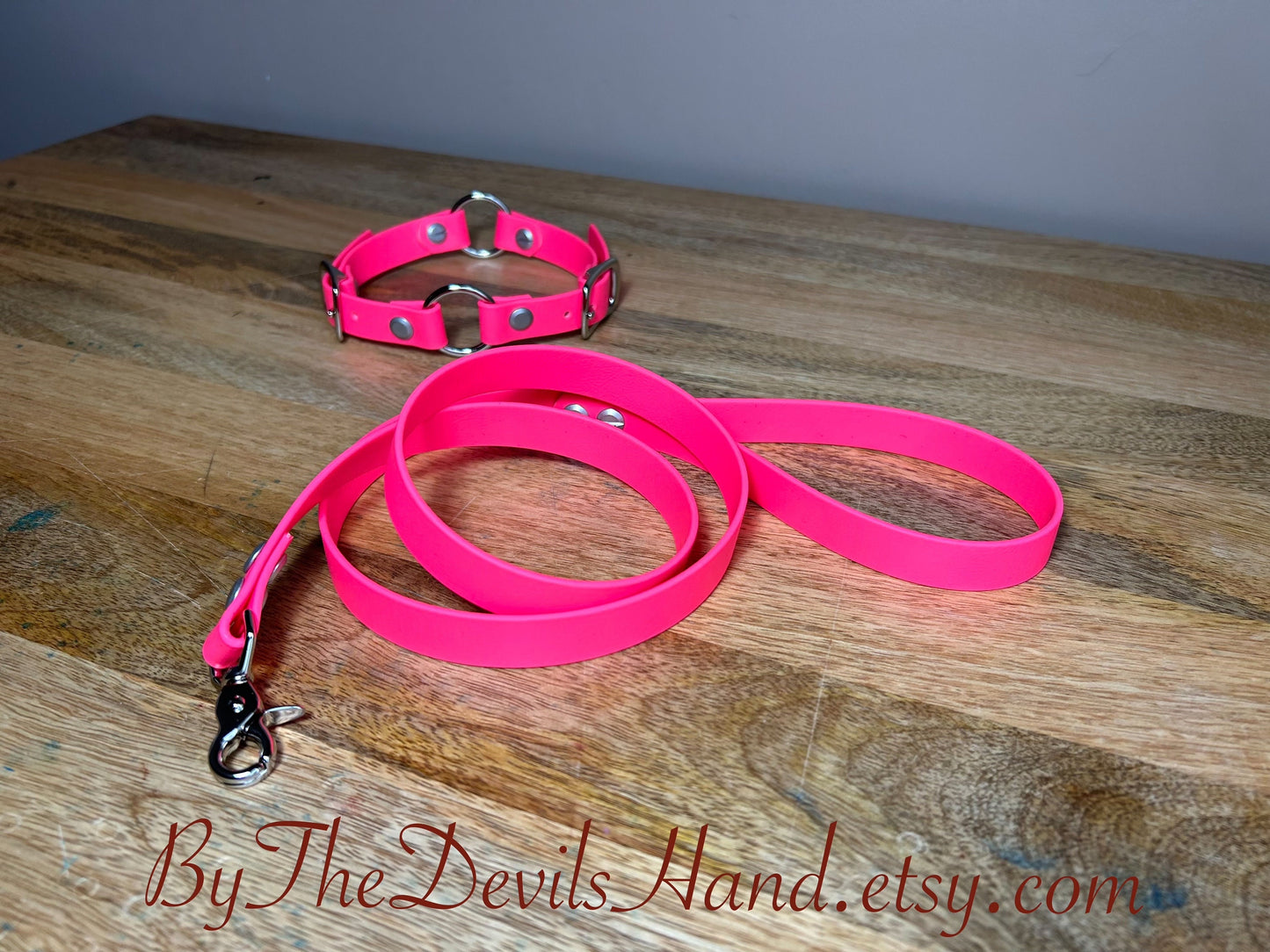 Dual O Ring Collar and Leash - Available in a full range of colors and leather options