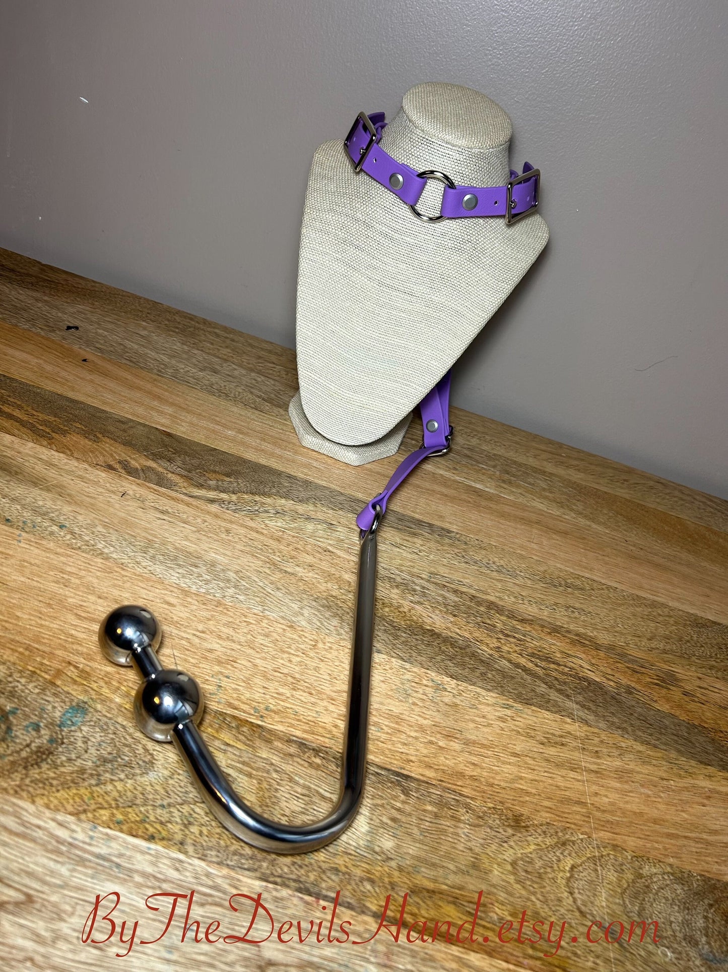 Ass Hook Two Ball End Crafted from Waterproof Vegan Equestrian Strap – Available in Black, Pink, Blue, Purple, and Wine