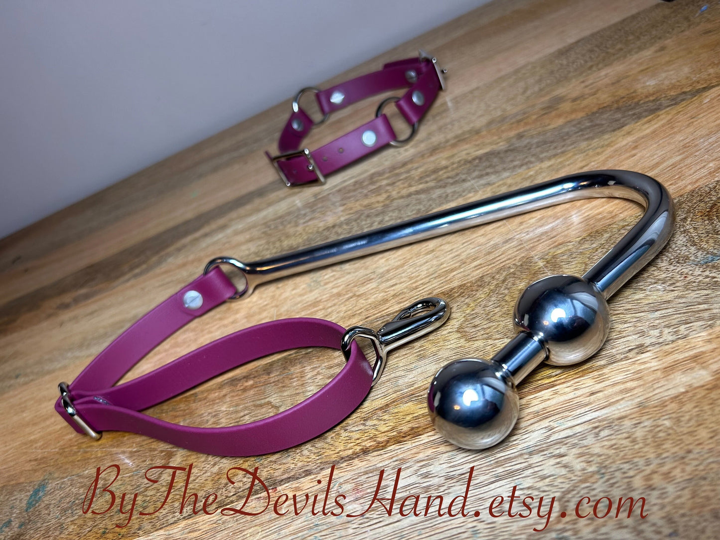 Ass Hook Two Ball End Crafted from Waterproof Vegan Equestrian Strap – Available in Black, Pink, Blue, Purple, and Wine