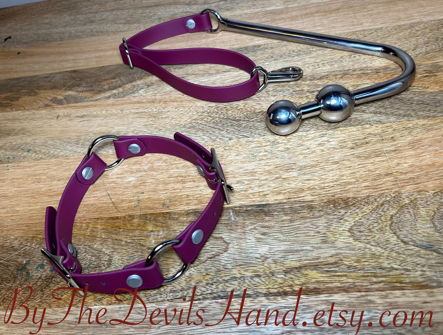 Ass Hook Two Ball End Crafted from Waterproof Vegan Equestrian Strap – Available in Black, Pink, Blue, Purple, and Wine