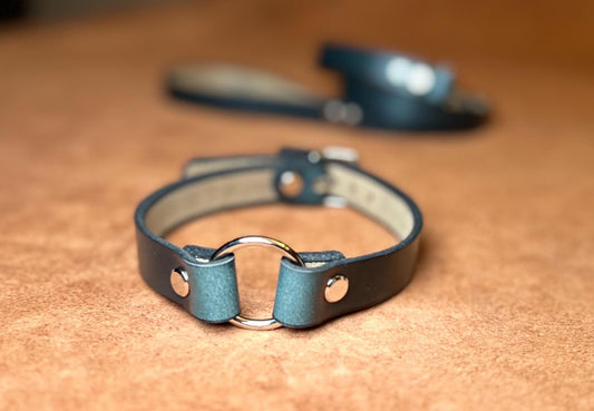 Classic O Ring Choker and Leash - Available in a full range of colors and leather options