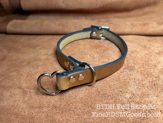 Choke Collar Heart Shaped - Snug Fitting - Multiple Leather & Vegan Options