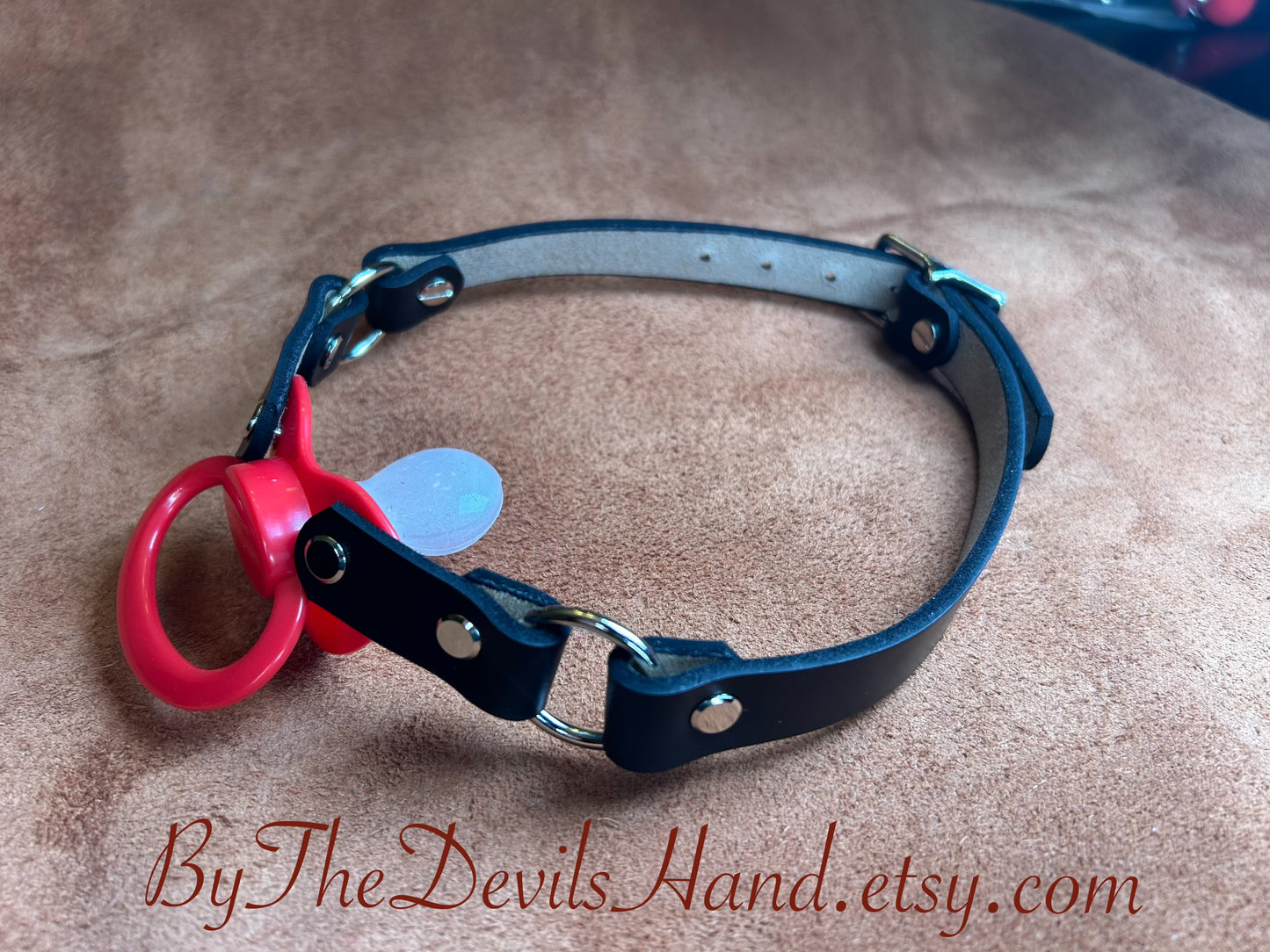 Pacifier Gag With Straps Made Of Horween Chromexcel Black Leather (Copy)