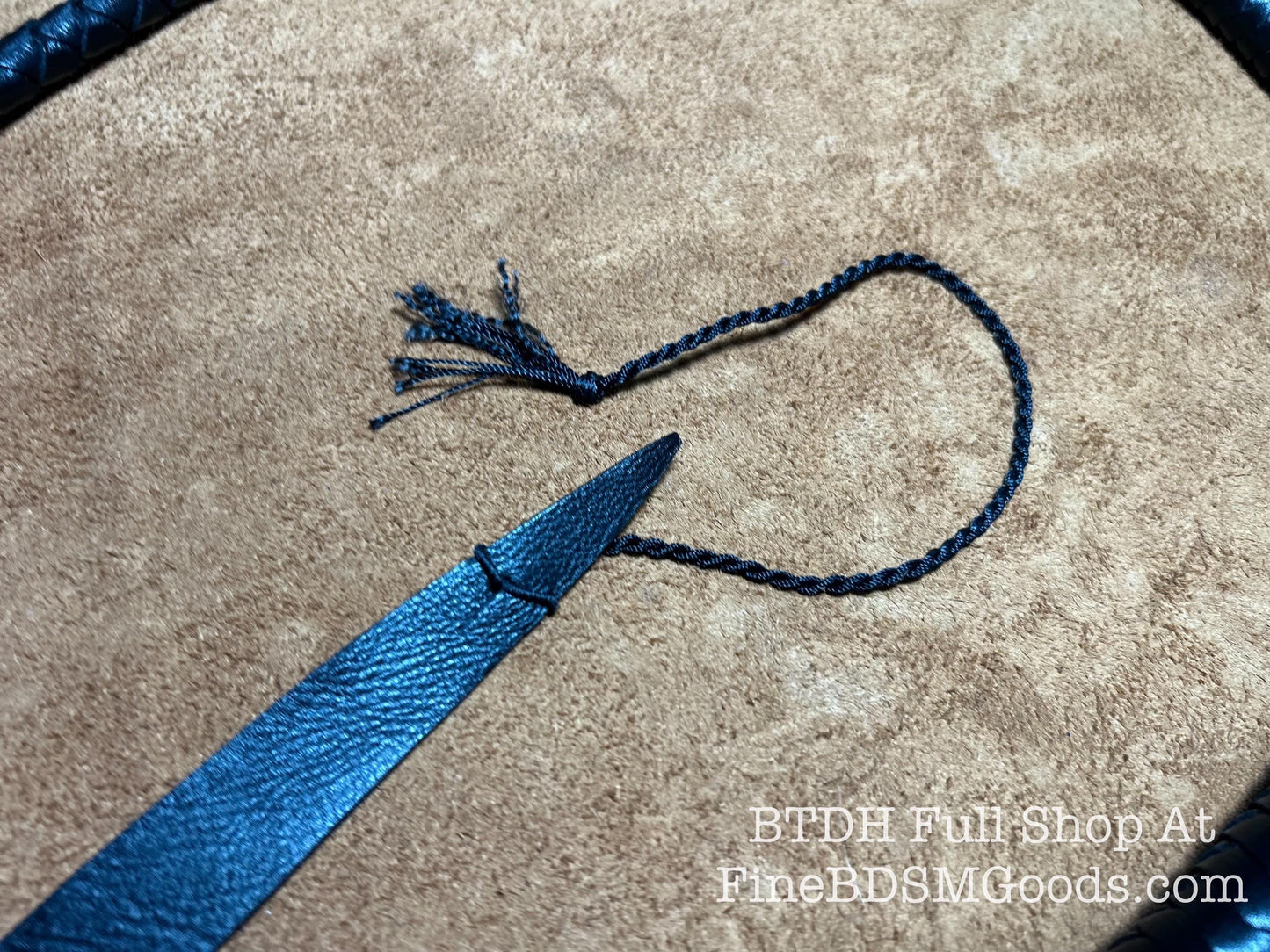 Classy Braided Black Leather Single Tail Helicopter Whip 58 Inches