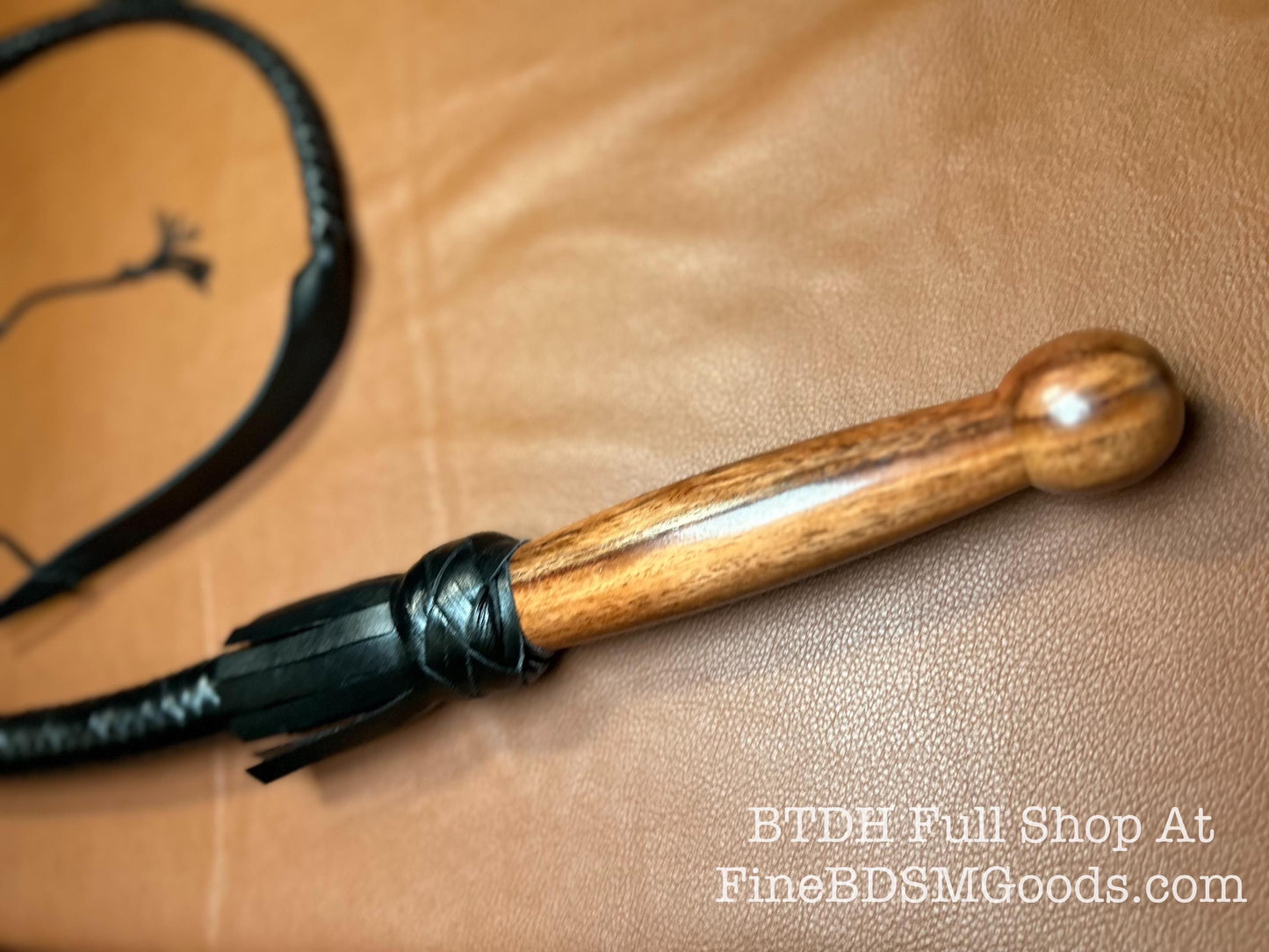 Classy Braided Black Leather Single Tail Helicopter Whip 58 Inches