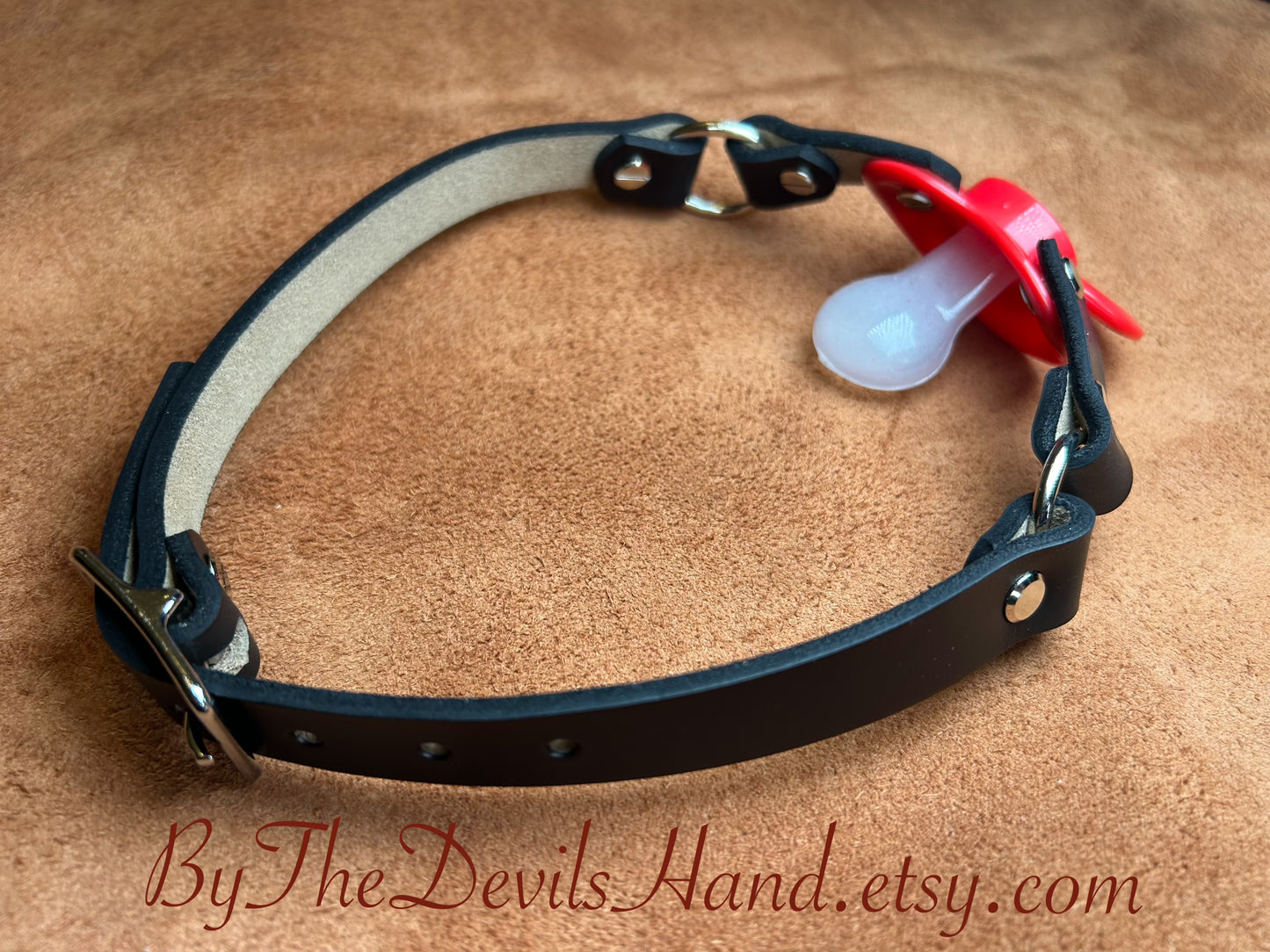 Pacifier Gag With Straps Made Of Horween Chromexcel Black Leather (Copy)