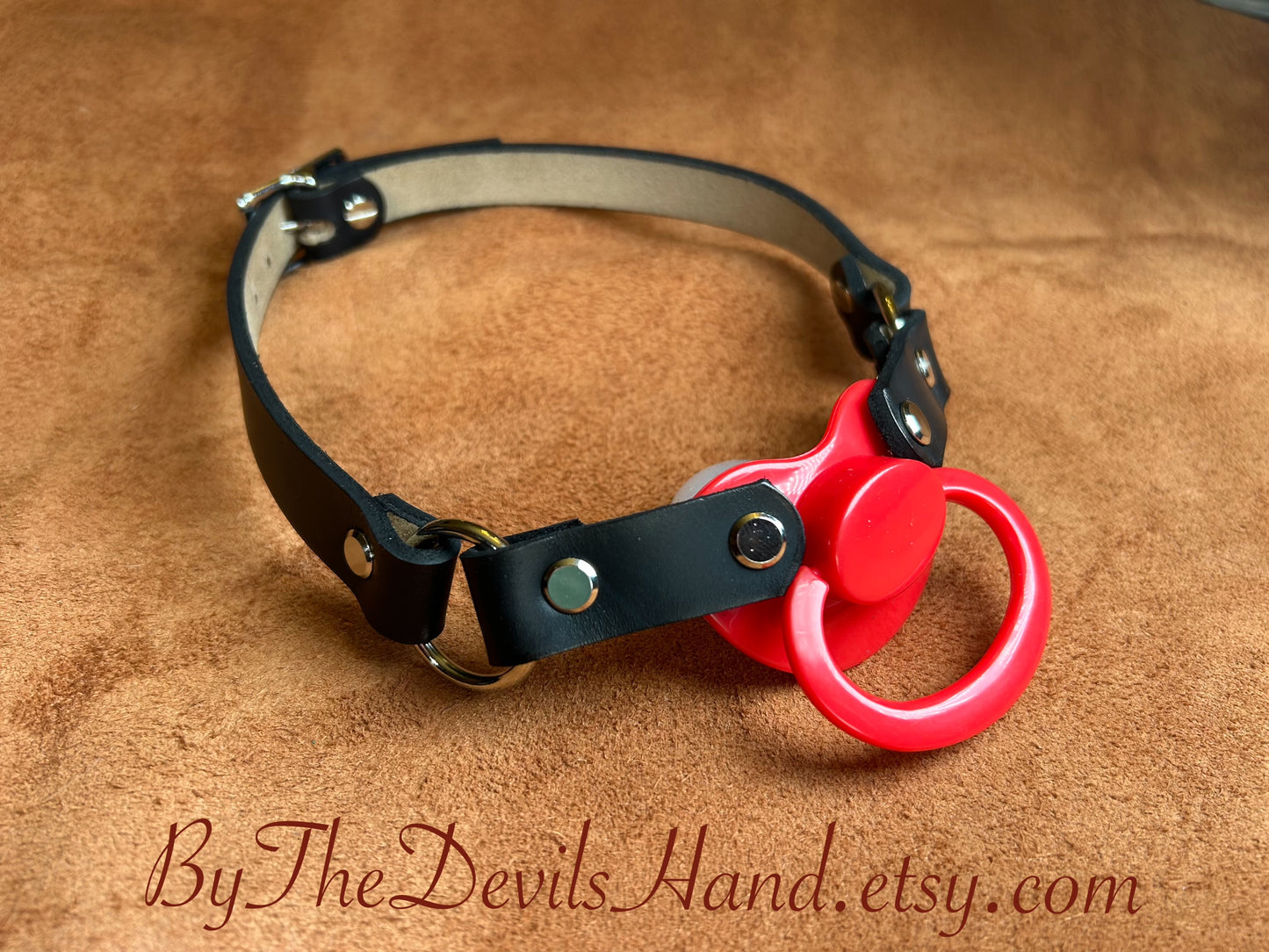 Pacifier Gag With Straps Made Of Horween Chromexcel Black Leather (Copy)