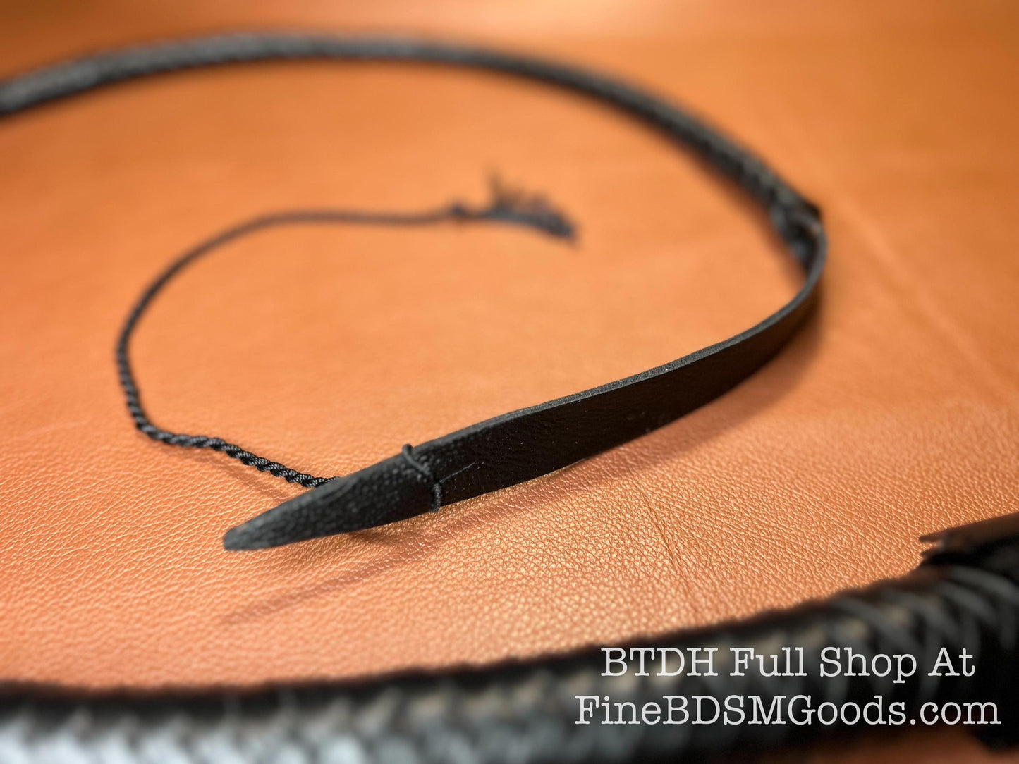Classy Braided Black Leather Single Tail Helicopter Whip 58 Inches