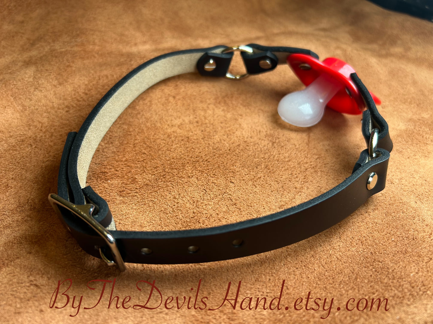Pacifier Gag With Straps Made Of Horween Chromexcel Black Leather (Copy)